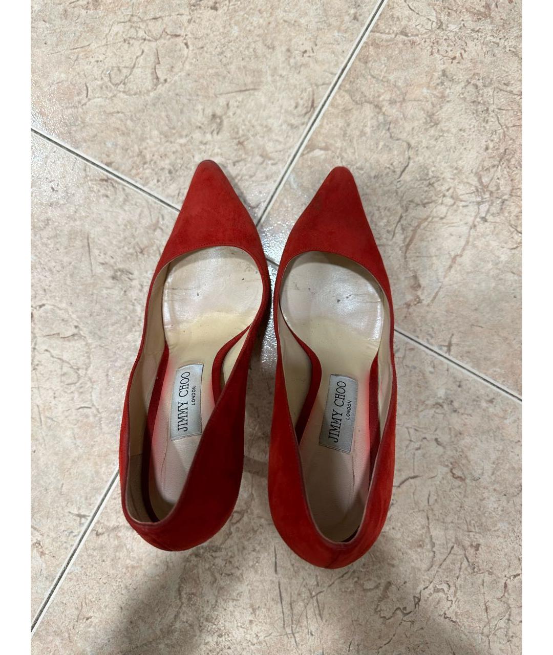 JIMMY CHOO Красные замшевые туфли, фото 3