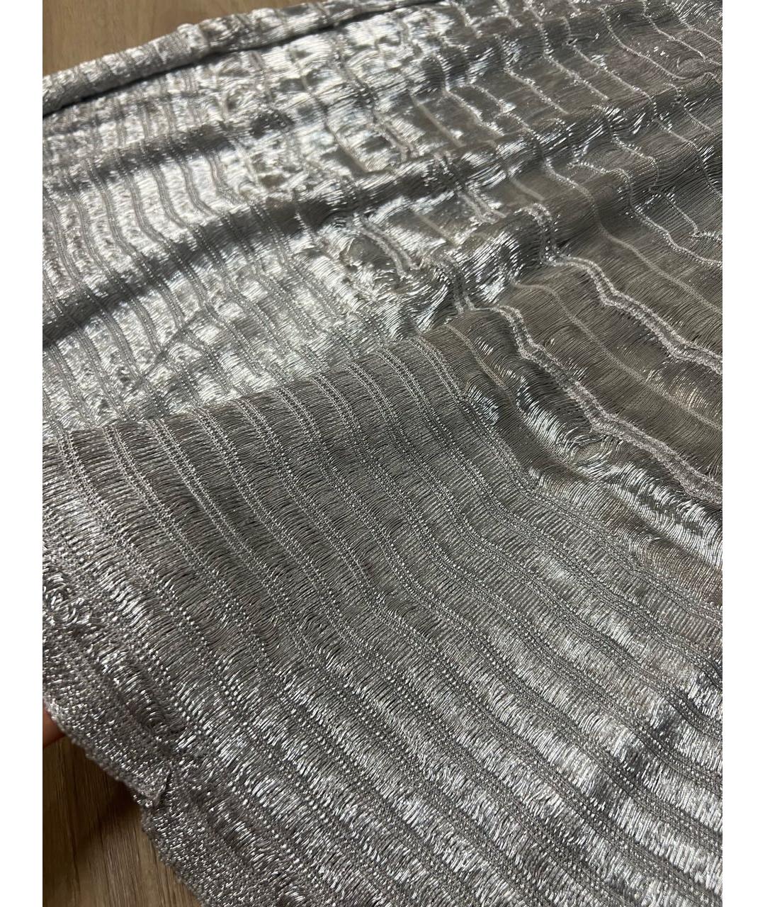 ALEXANDER MCQUEEN Серебряная полиэстеровая юбка макси, фото 5