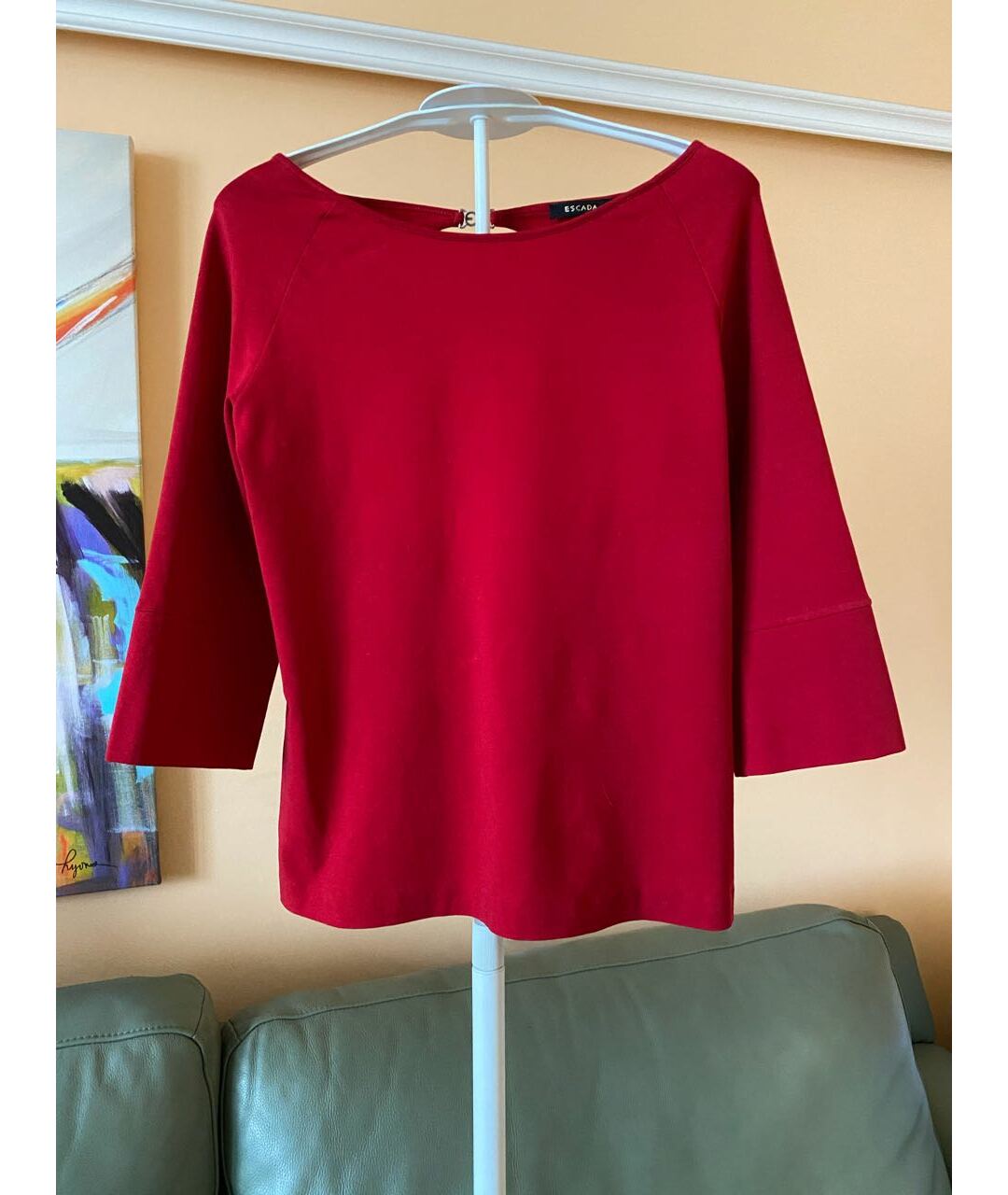 ESCADA Красная хлопко-эластановая блузы, фото 6