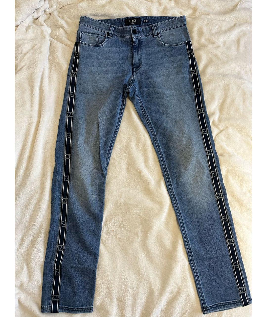 FENDI Синие хлопко-эластановые джинсы скинни, фото 5