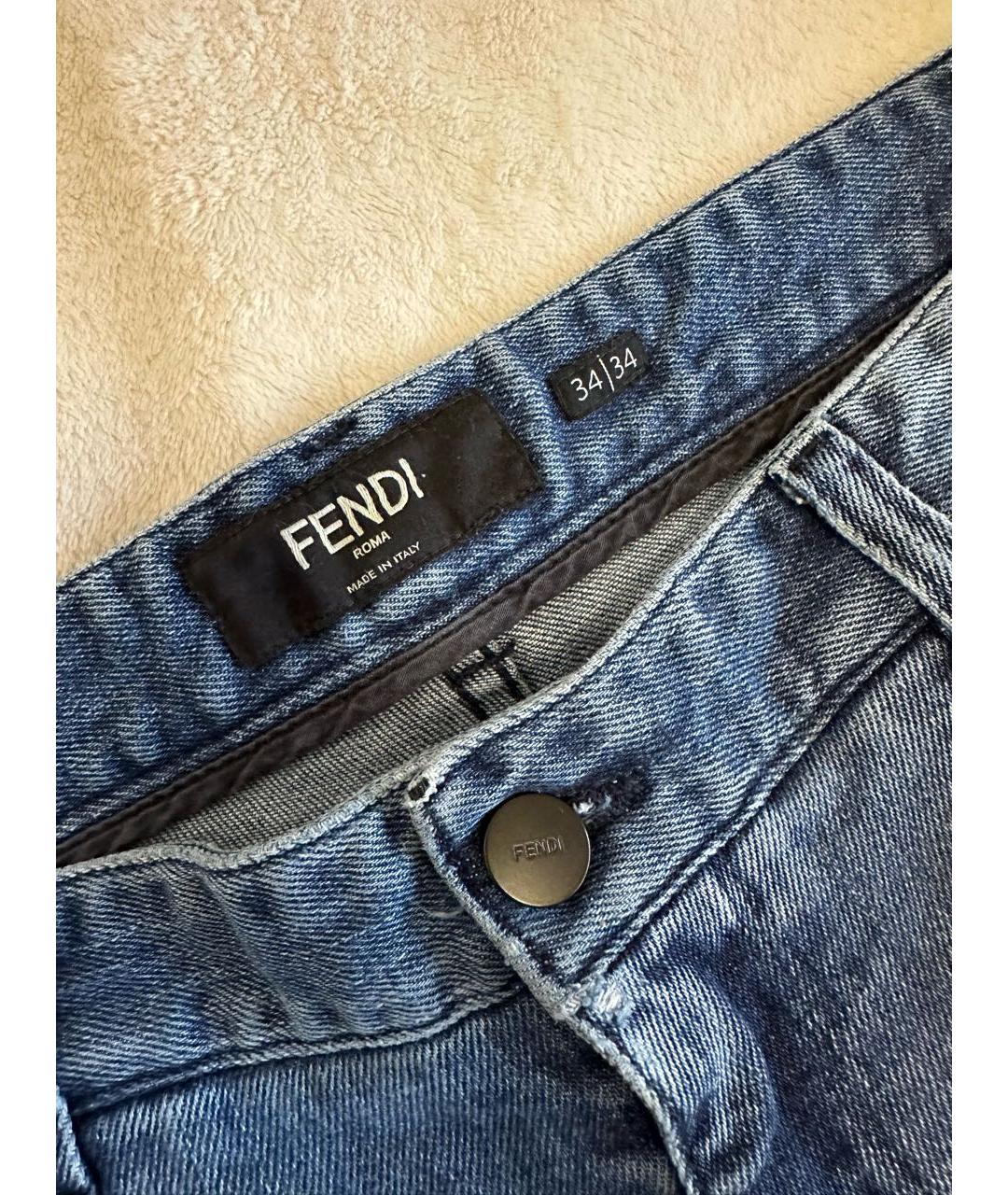 FENDI Синие хлопко-эластановые джинсы скинни, фото 3