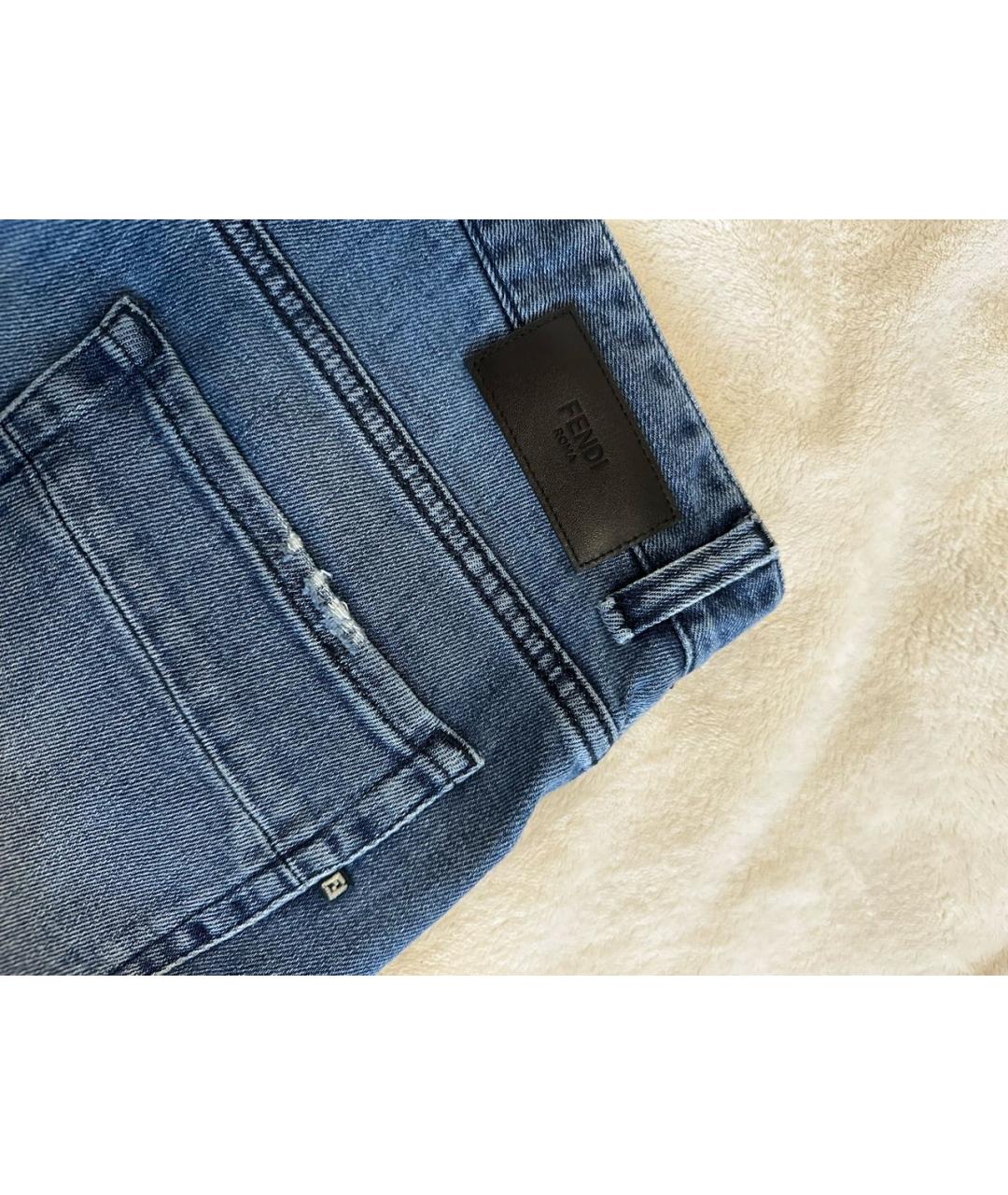 FENDI Синие хлопко-эластановые джинсы скинни, фото 4