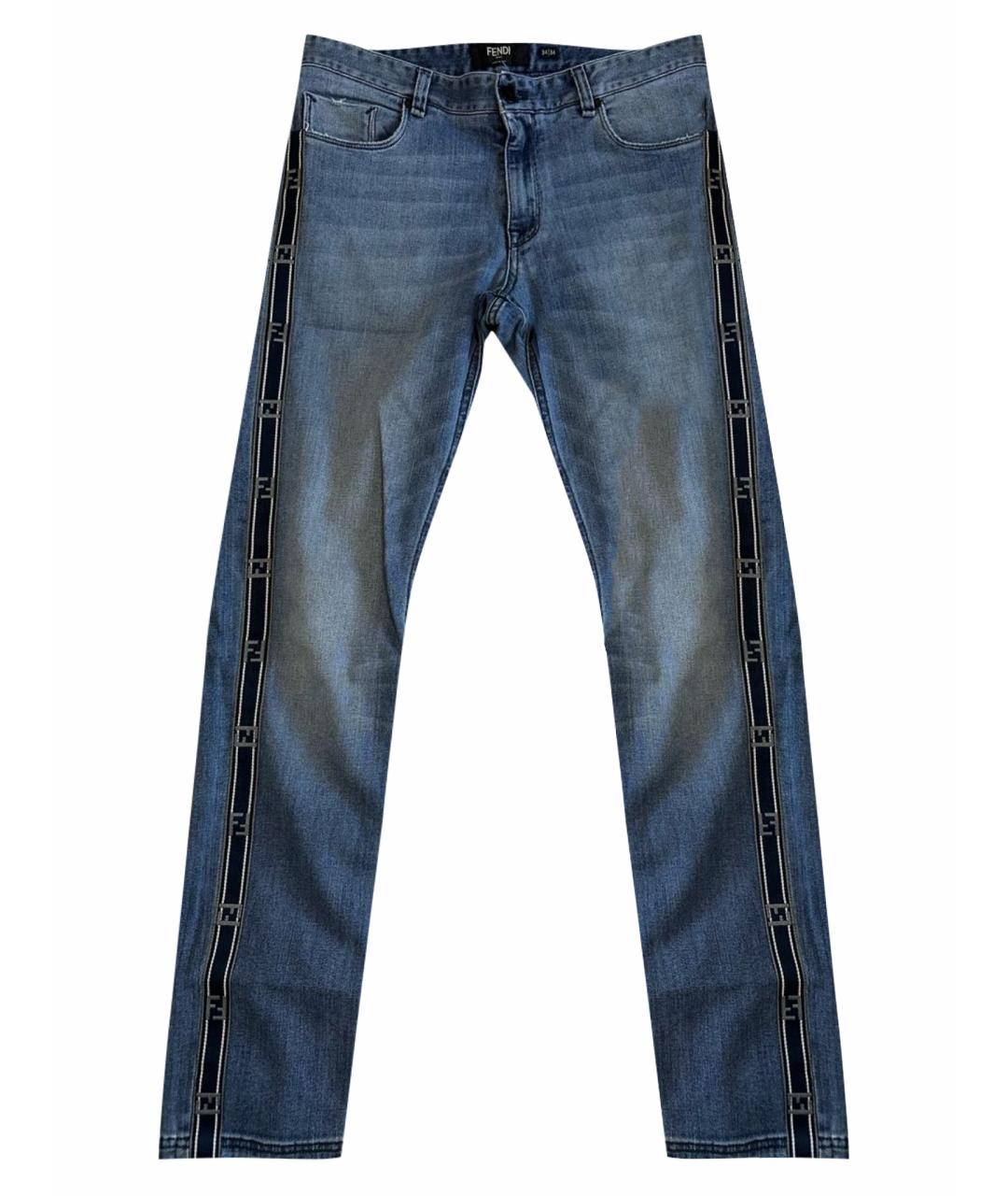 FENDI Синие хлопко-эластановые джинсы скинни, фото 1