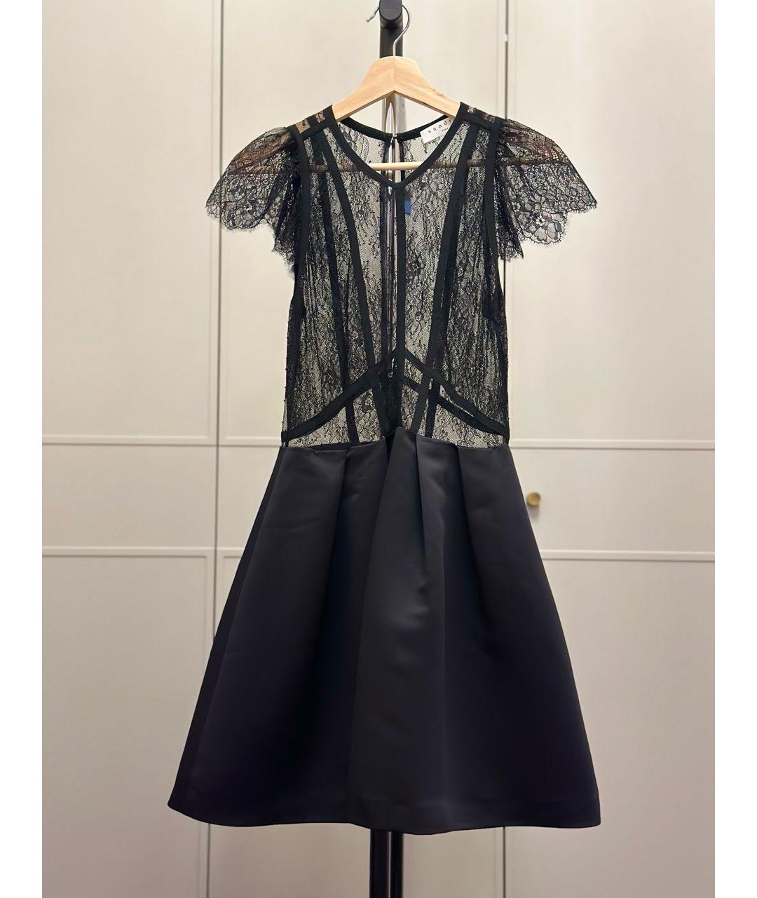 SANDRO Черное кружевное коктейльное платье, фото 5