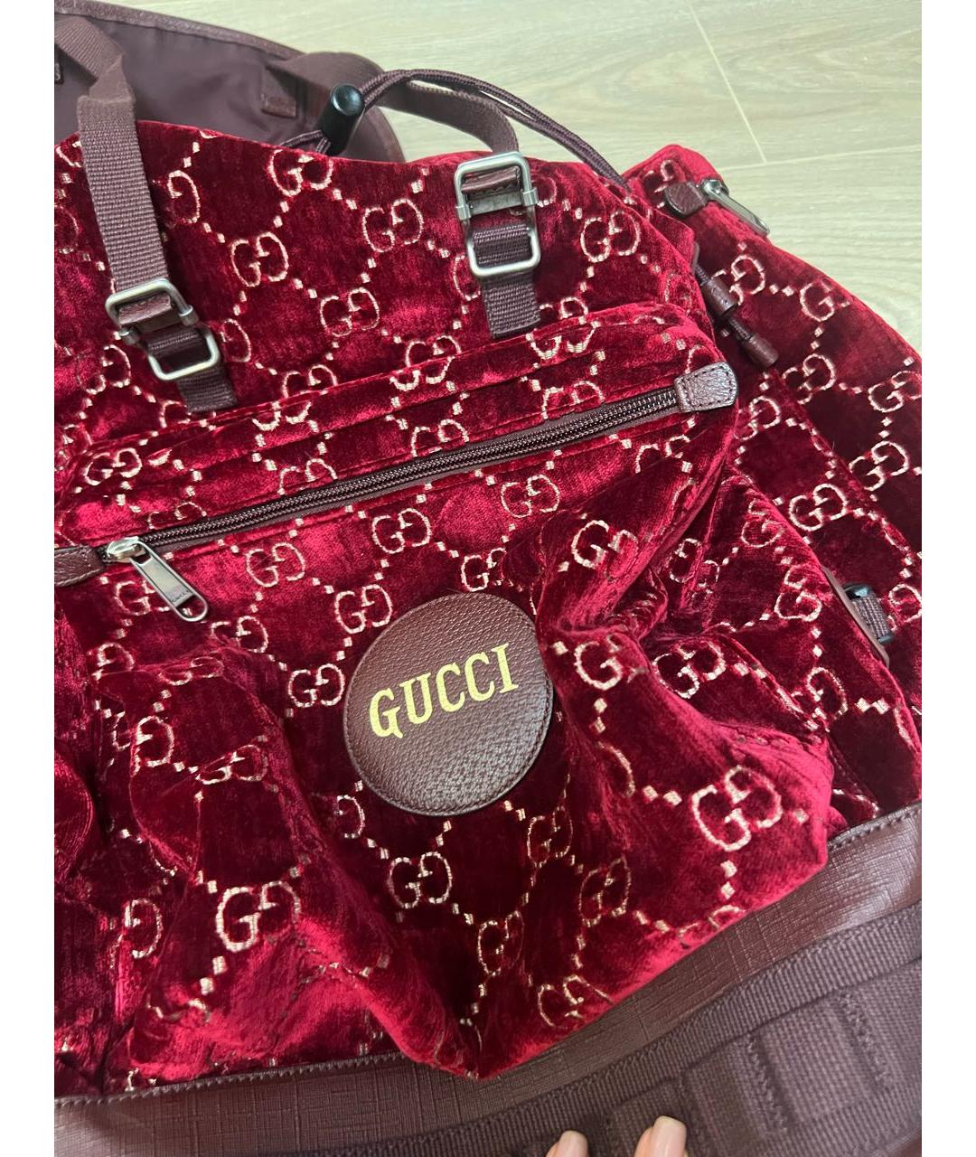 GUCCI Бордовый тканевый рюкзак, фото 8