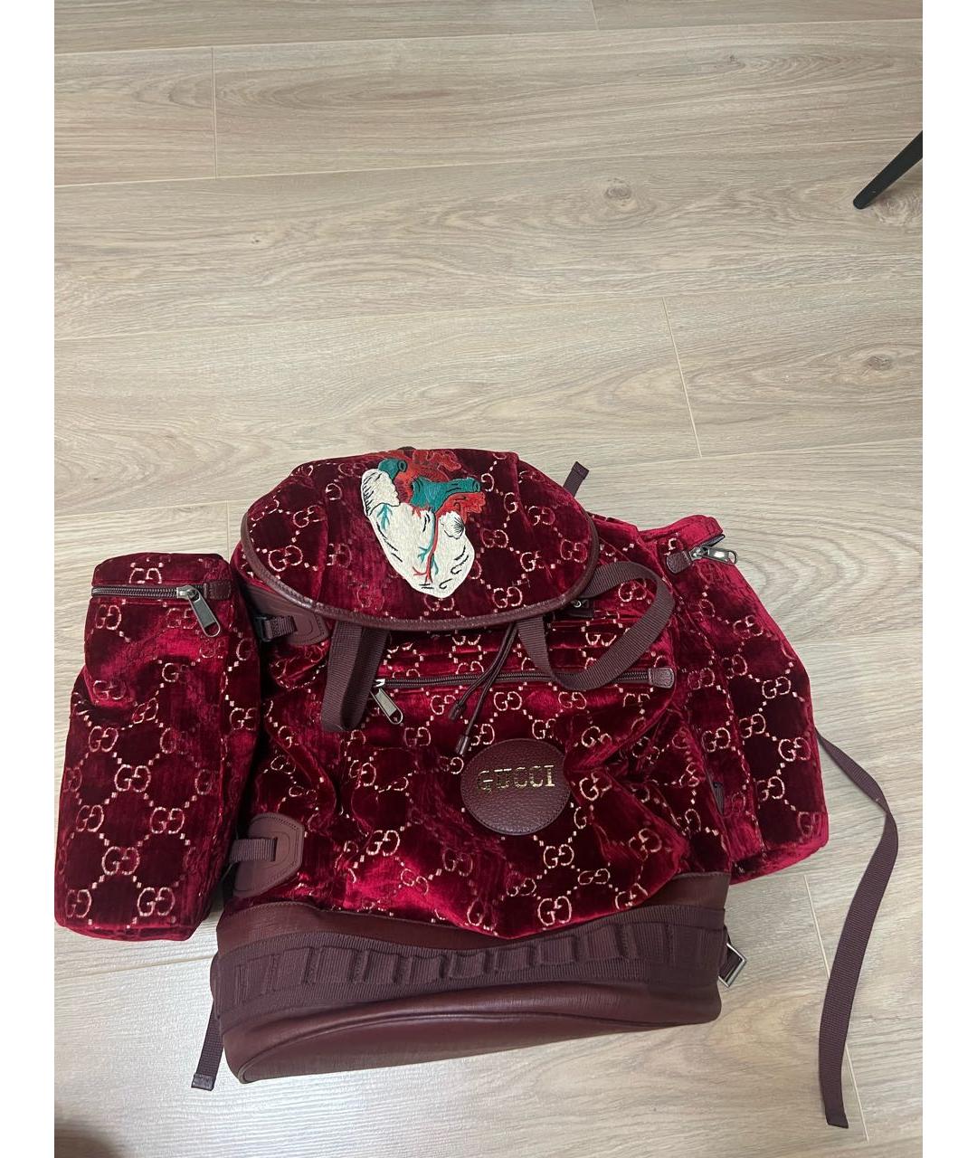 GUCCI Бордовый тканевый рюкзак, фото 6