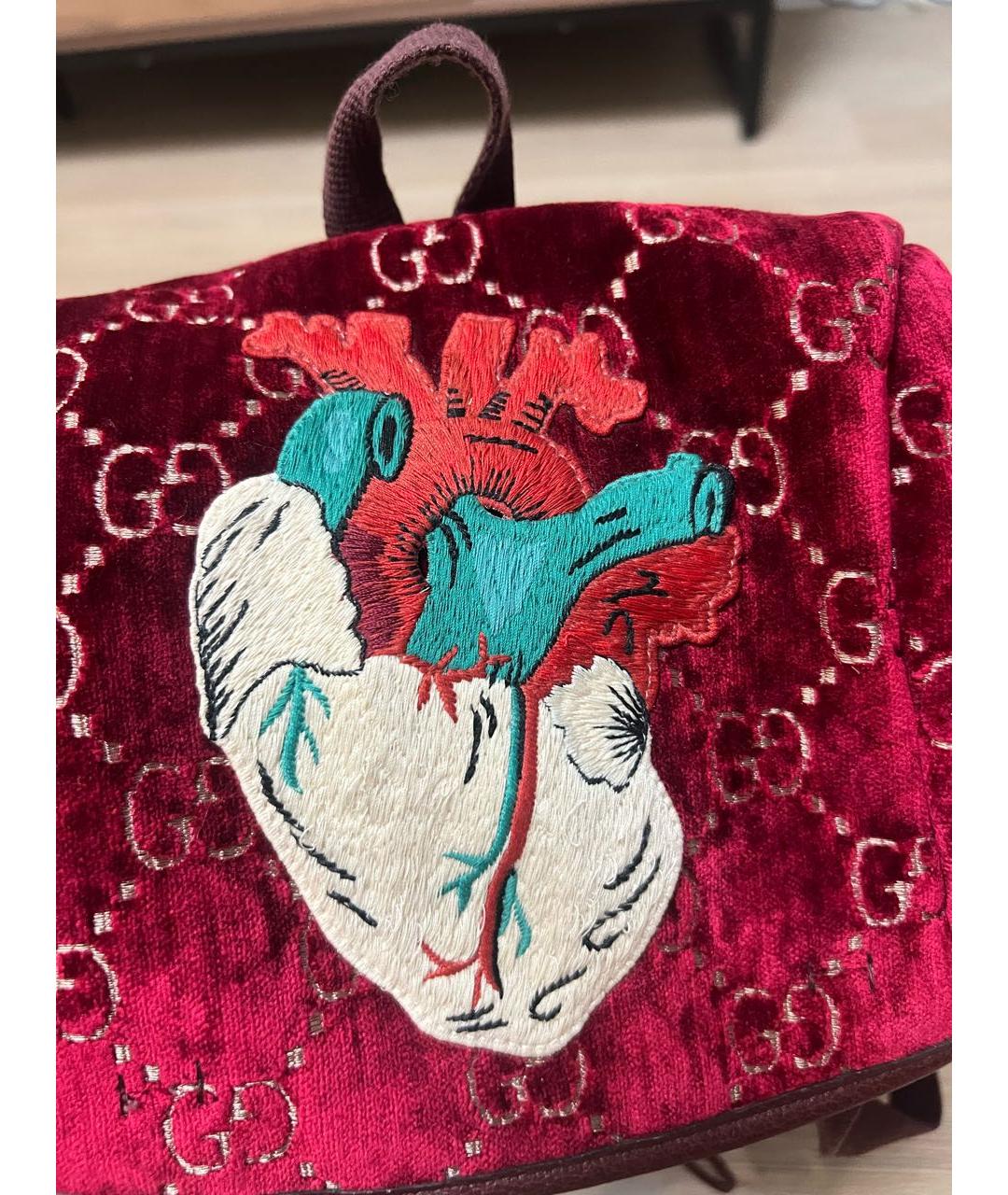 GUCCI Бордовый тканевый рюкзак, фото 5