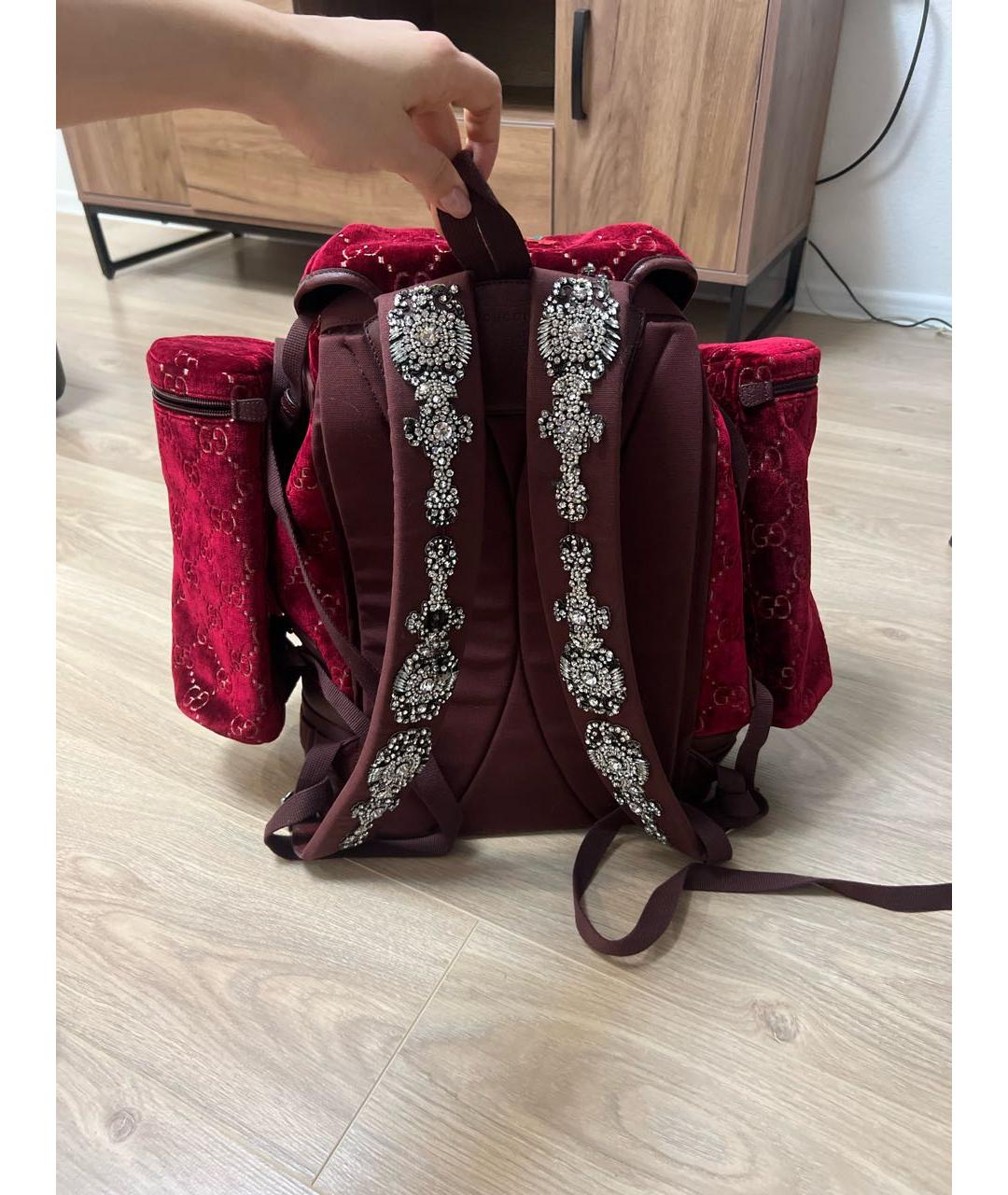 GUCCI Бордовый тканевый рюкзак, фото 3