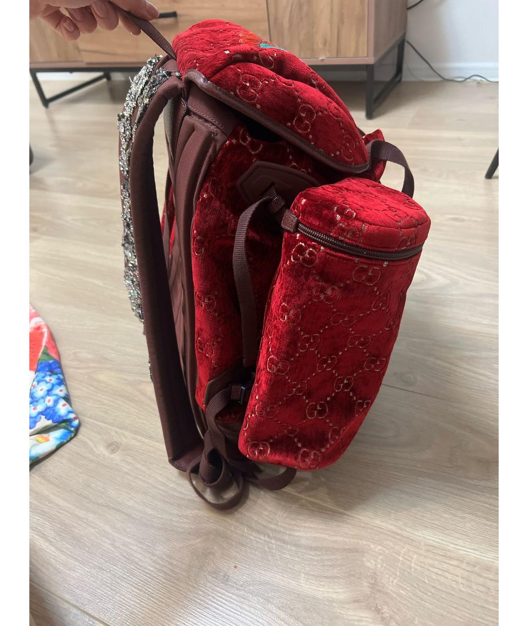 GUCCI Бордовый тканевый рюкзак, фото 2