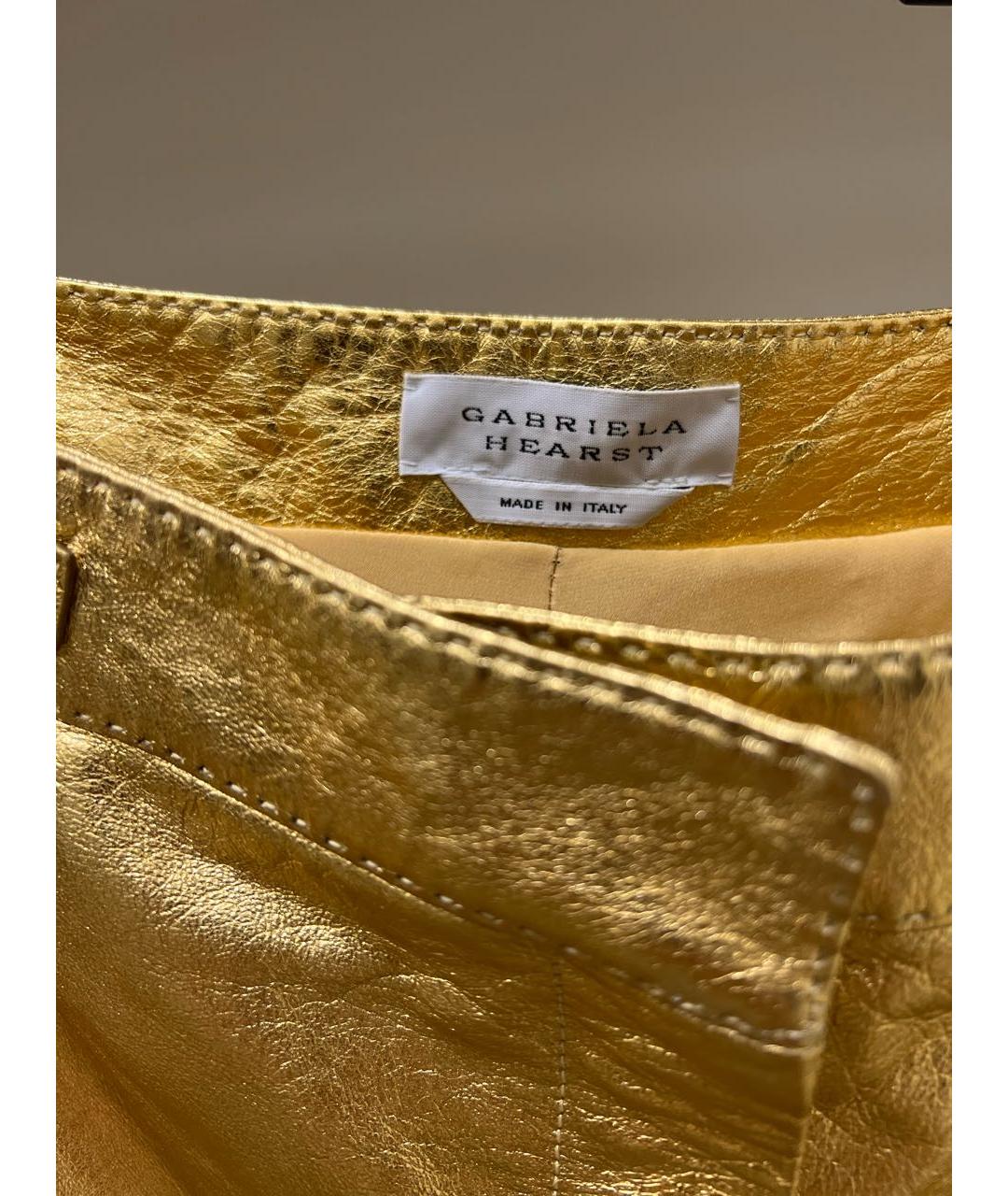 GABRIELA HEARST Золотые кожаные брюки широкие, фото 2