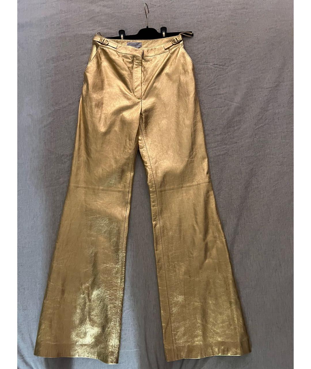 GABRIELA HEARST Золотые кожаные брюки широкие, фото 6