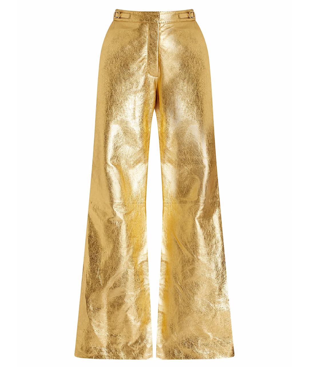 GABRIELA HEARST Золотые кожаные брюки широкие, фото 1