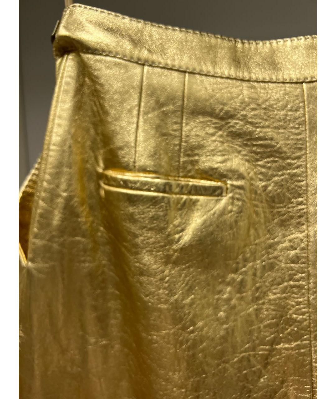 GABRIELA HEARST Золотые кожаные брюки широкие, фото 3