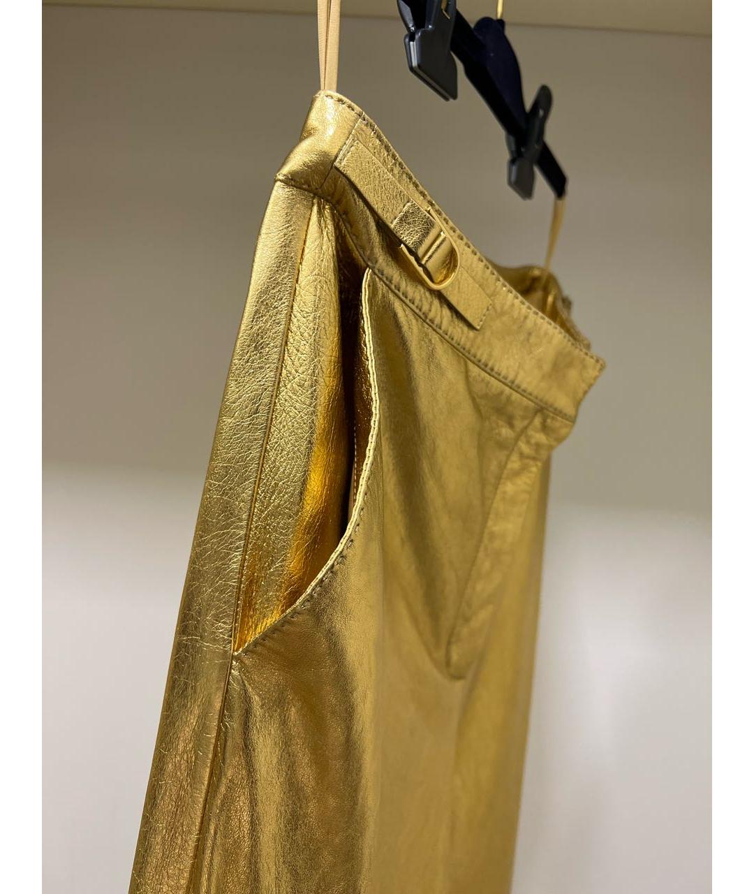 GABRIELA HEARST Золотые кожаные брюки широкие, фото 4