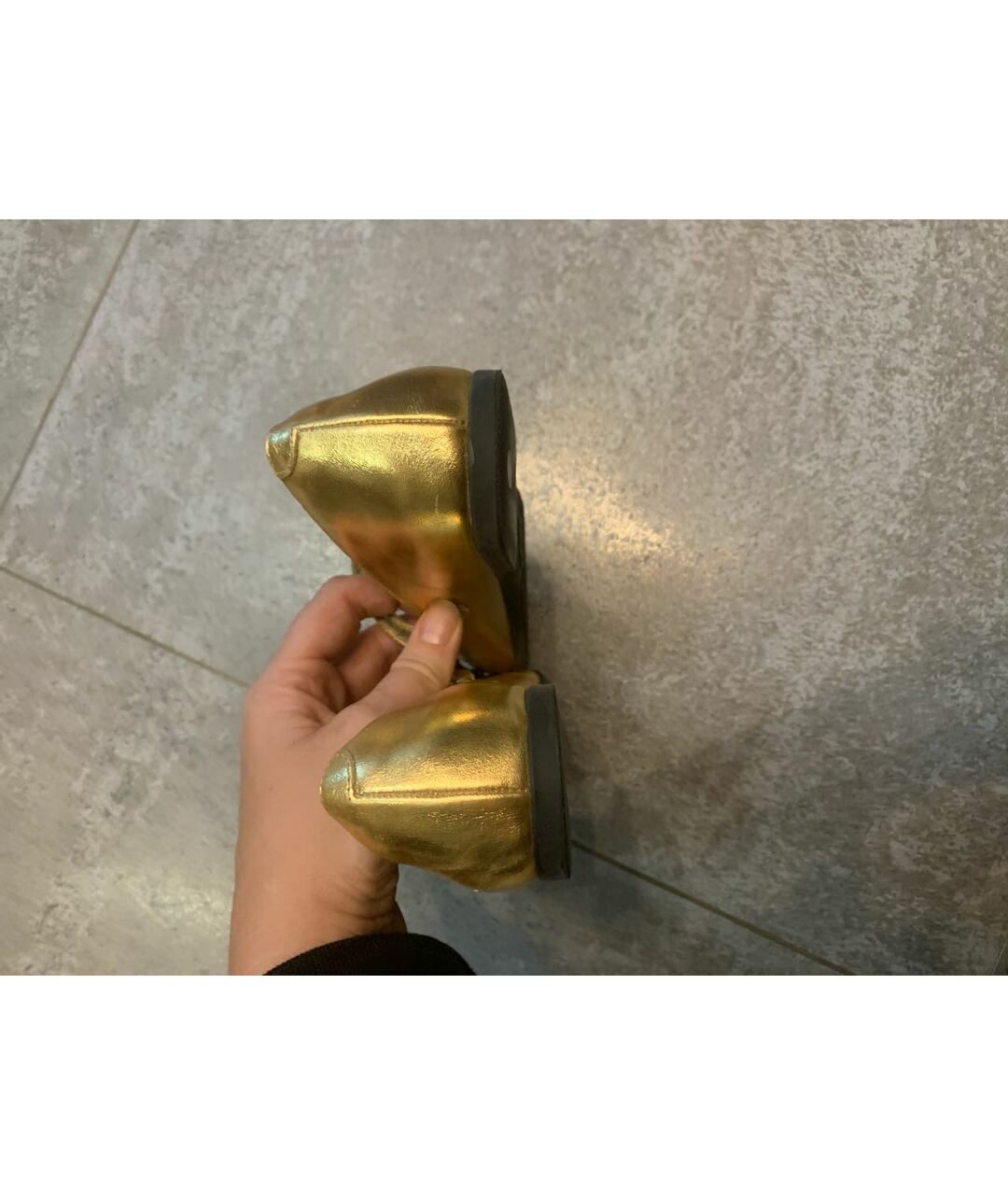 GUCCI Золотые кожаные туфли, фото 4
