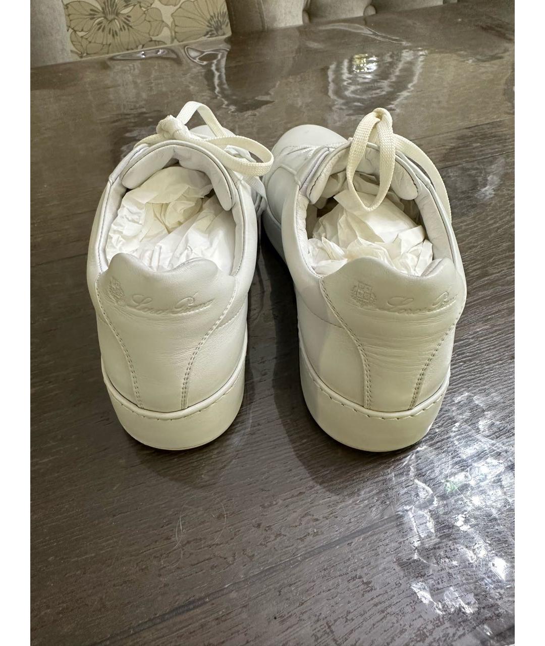 LORO PIANA Белые кожаные кроссовки, фото 4