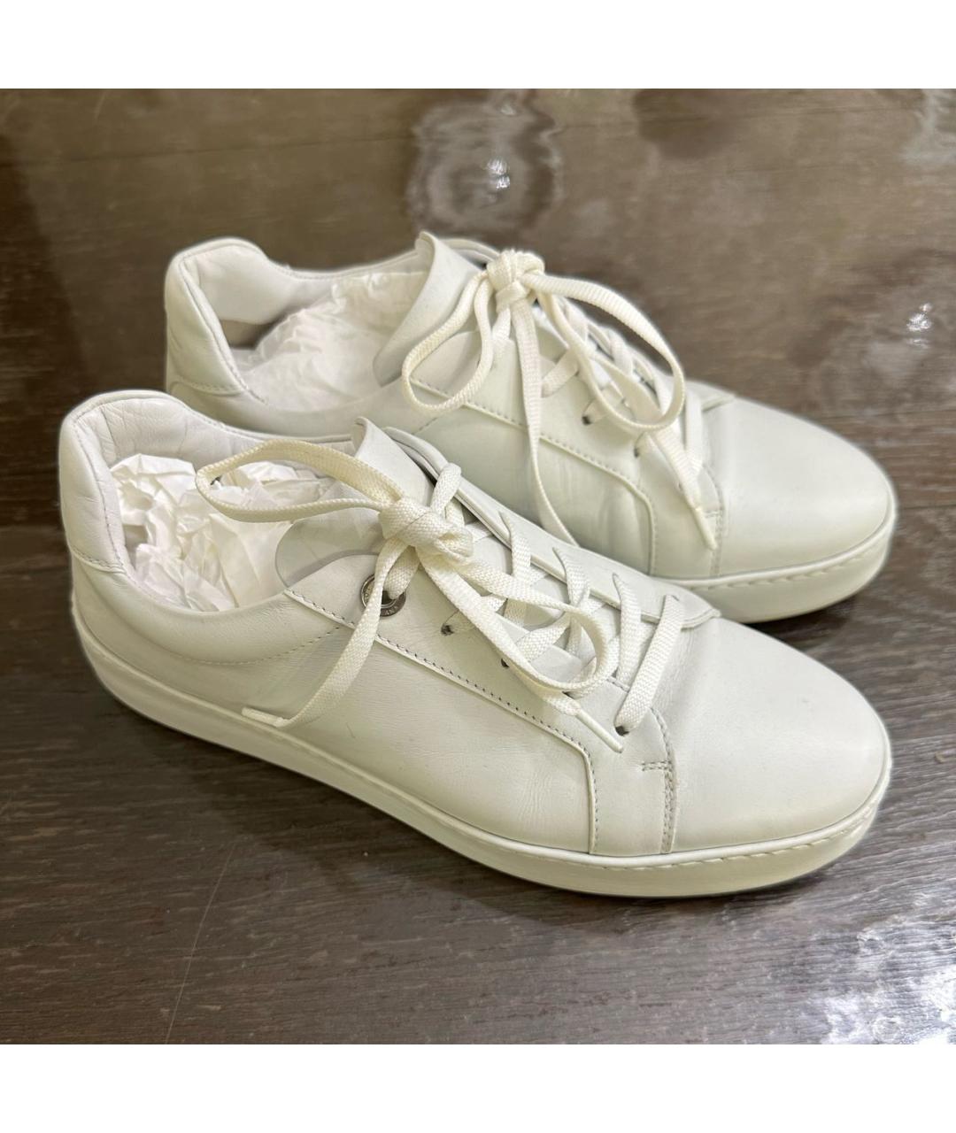 LORO PIANA Белые кожаные кроссовки, фото 6