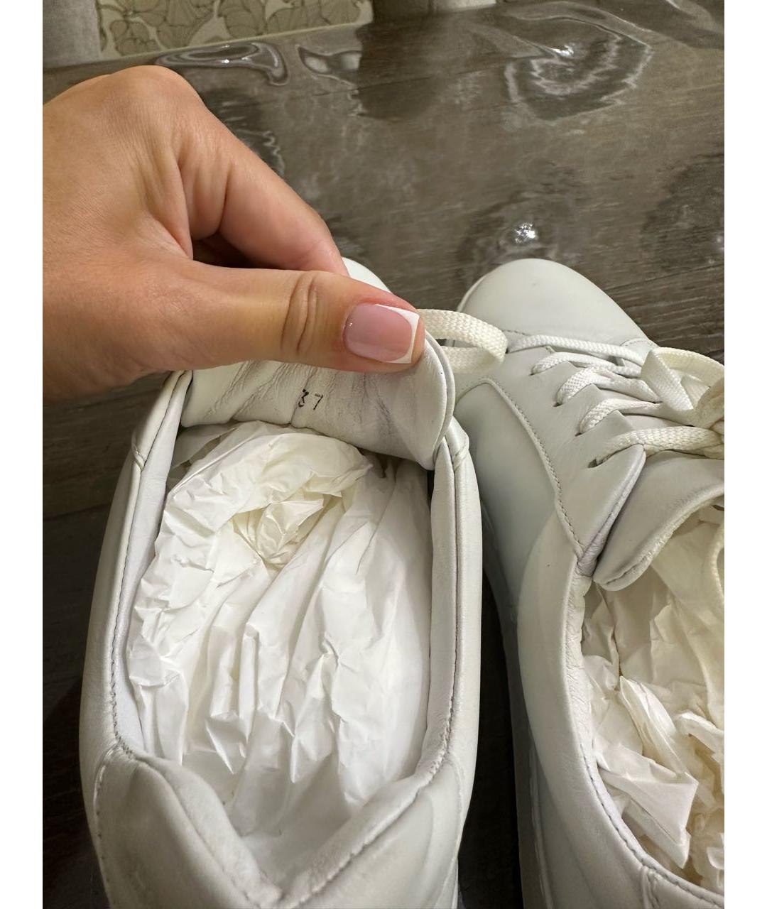 LORO PIANA Белые кожаные кроссовки, фото 5
