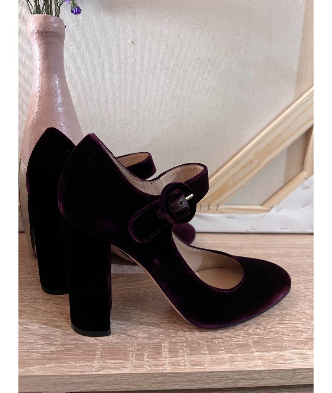 GIANVITO ROSSI Бордовые бархатные туфли, фото 6