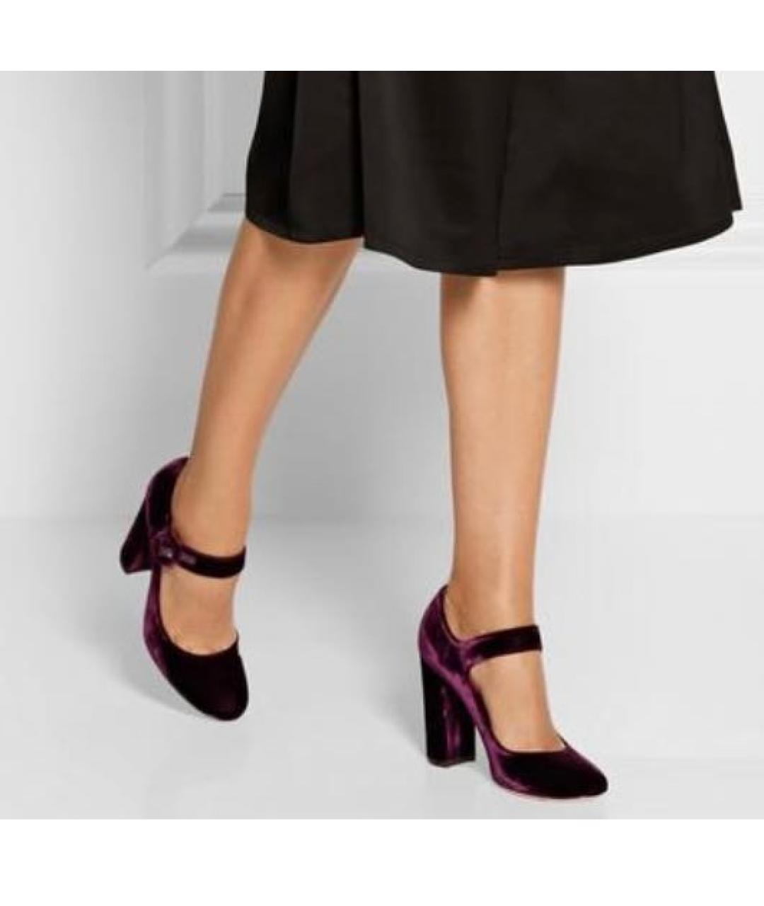 GIANVITO ROSSI Бордовые бархатные туфли, фото 5