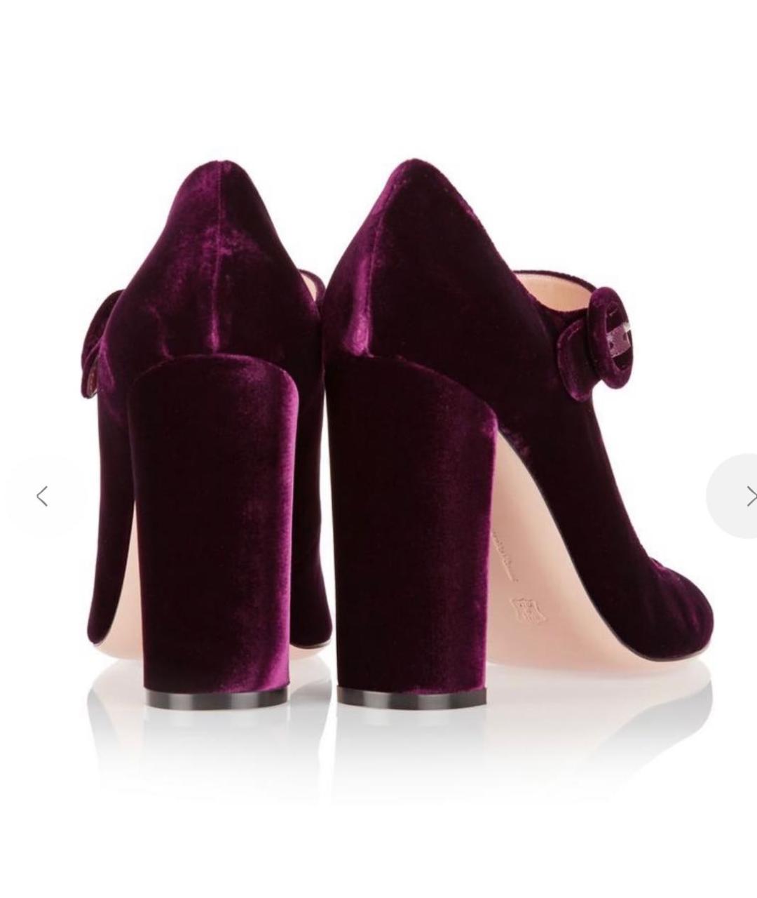 GIANVITO ROSSI Бордовые бархатные туфли, фото 4