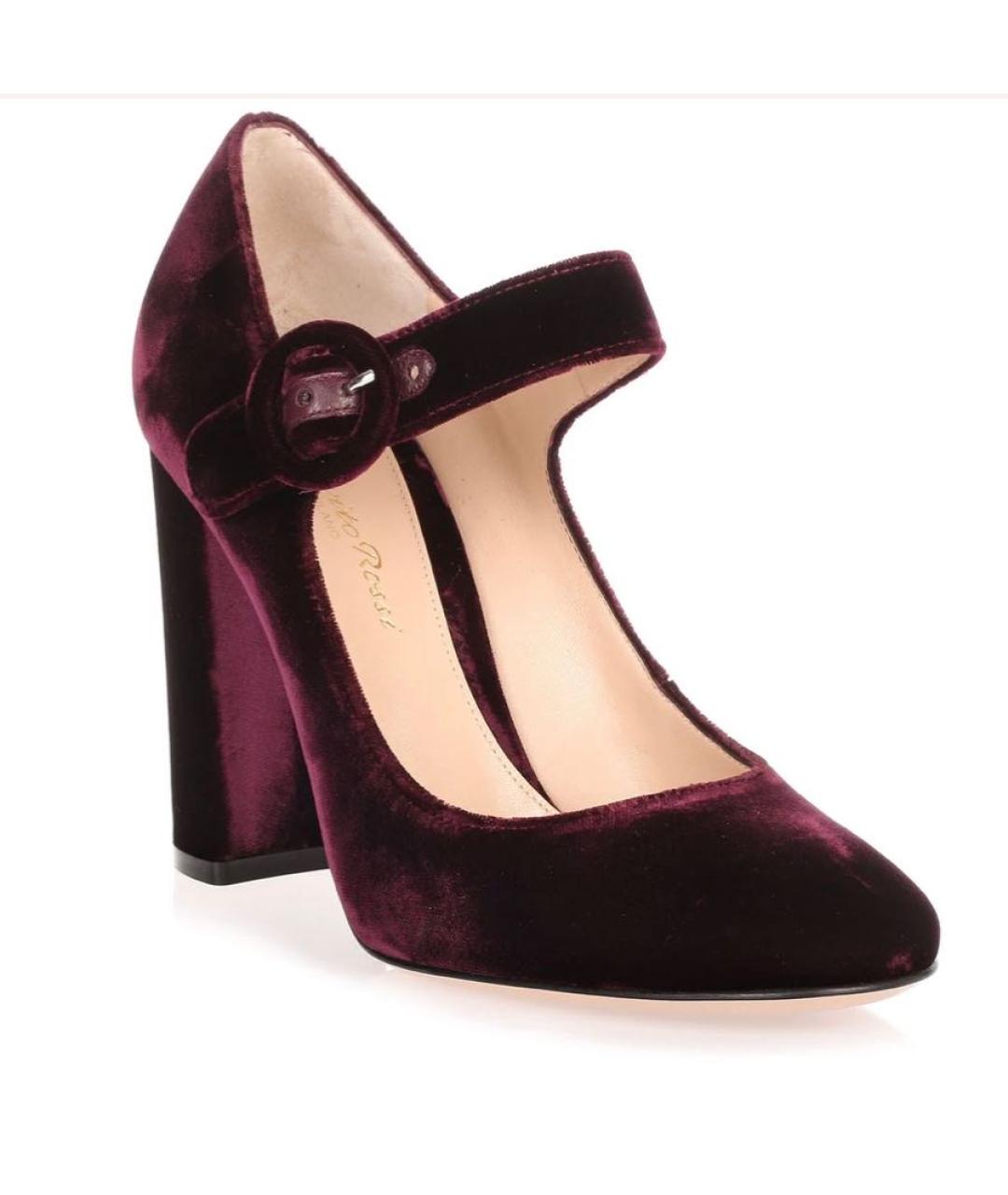 GIANVITO ROSSI Бордовые бархатные туфли, фото 2