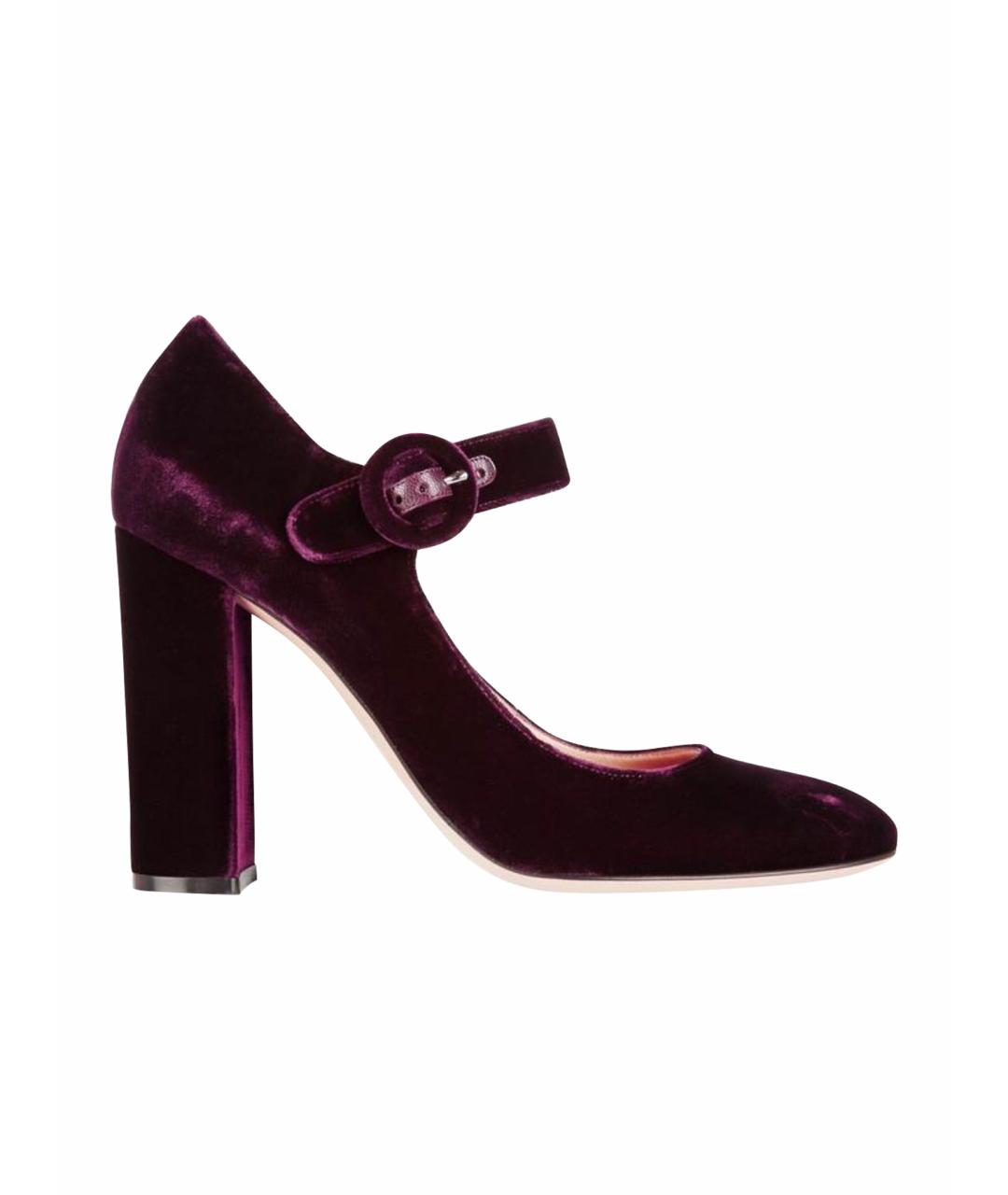 GIANVITO ROSSI Бордовые бархатные туфли, фото 1