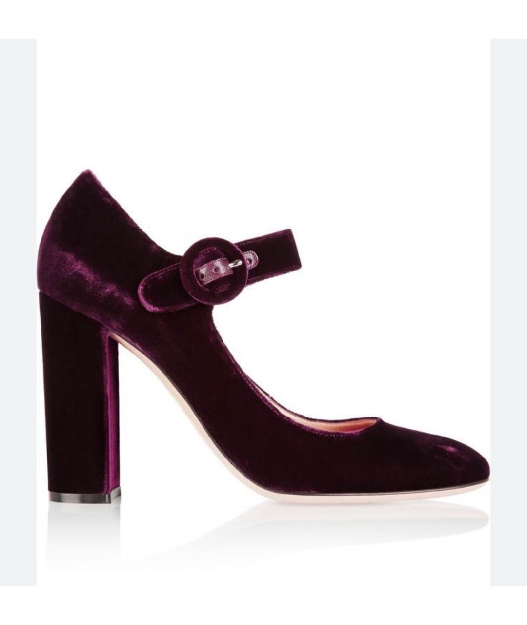 GIANVITO ROSSI Бордовые бархатные туфли, фото 8