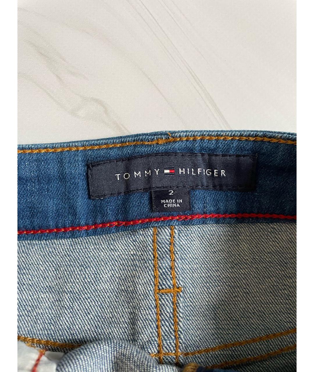 TOMMY HILFIGER Голубая хлопко-эластановая юбка миди, фото 3