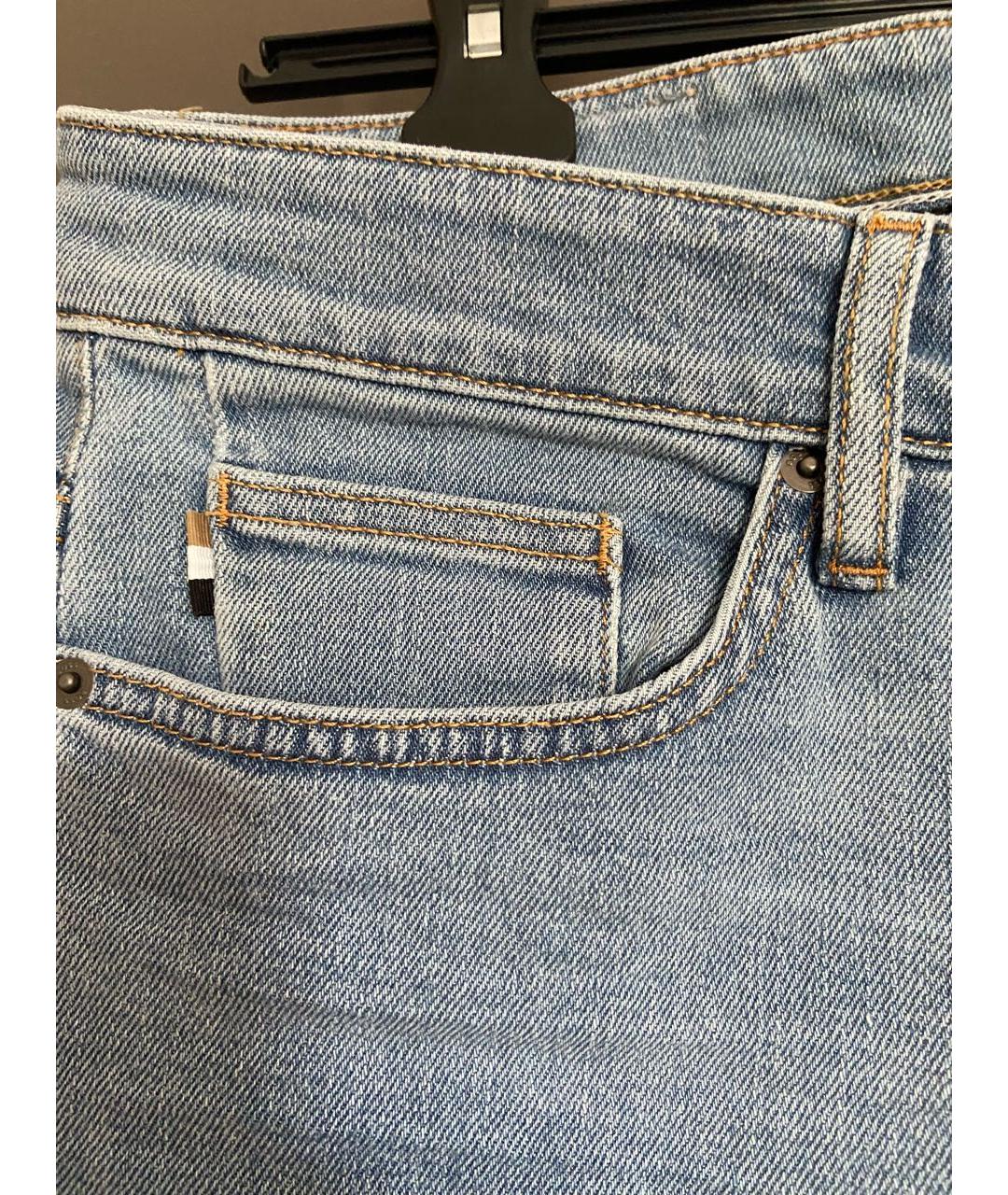 HUGO BOSS Голубые хлопковые прямые джинсы, фото 3
