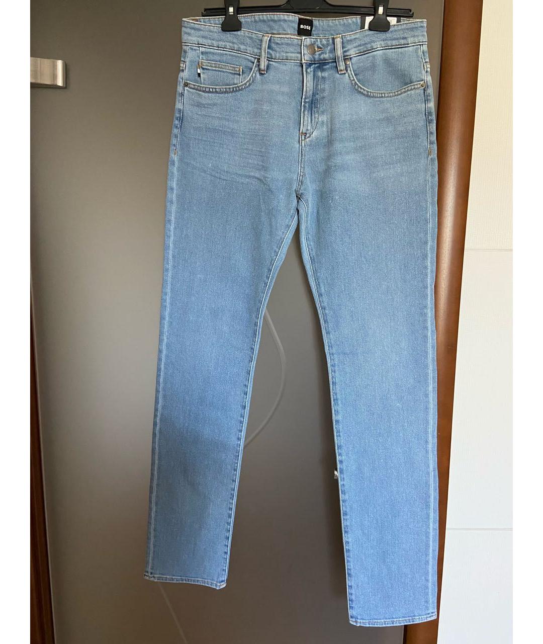 HUGO BOSS Голубые хлопковые прямые джинсы, фото 5