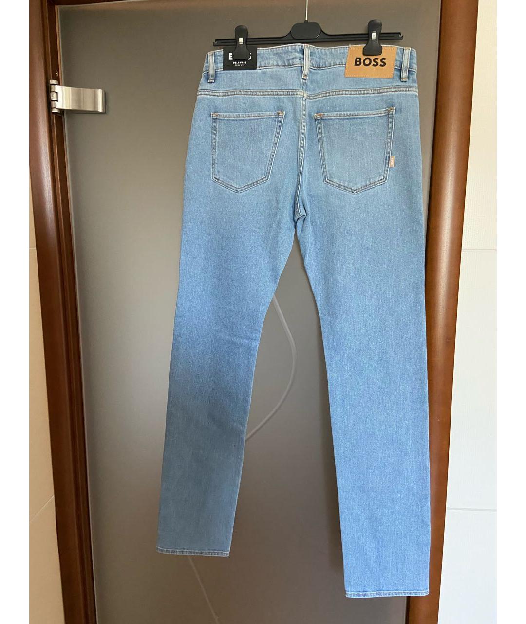 HUGO BOSS Голубые хлопковые прямые джинсы, фото 2