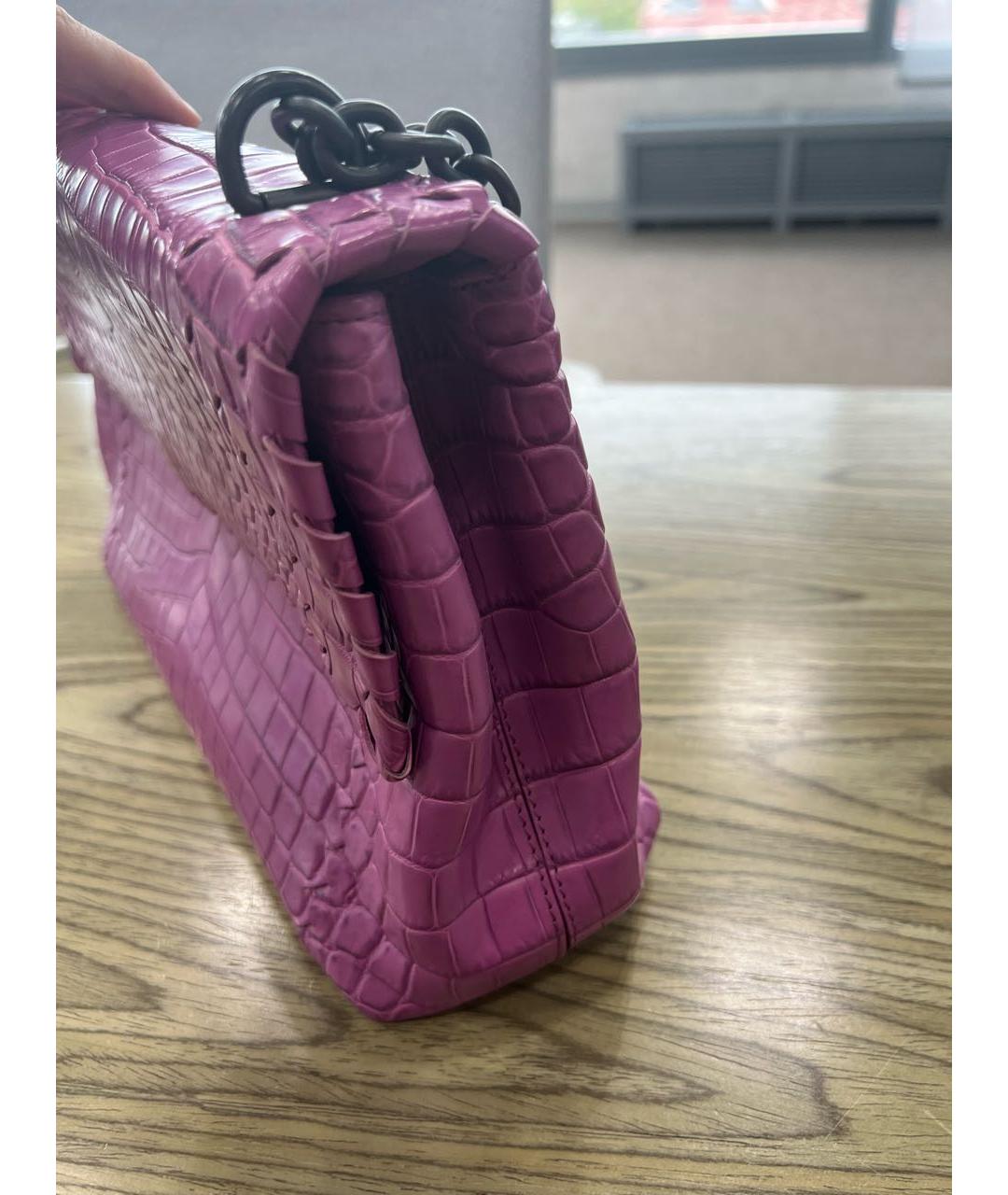 BOTTEGA VENETA Розовая кожаная сумка через плечо, фото 2