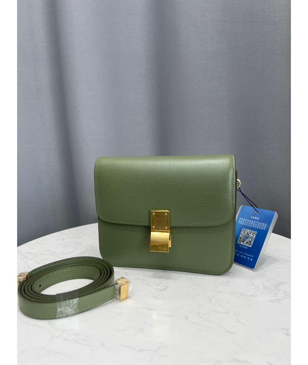 CELINE Салатовая кожаная сумка через плечо, фото 7
