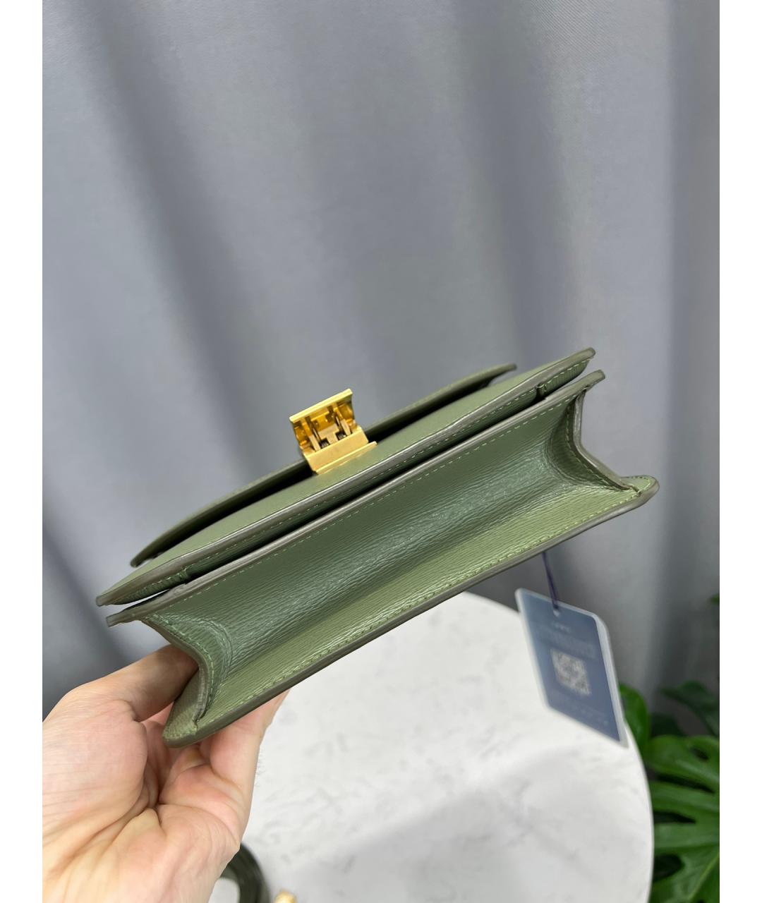 CELINE Салатовая кожаная сумка через плечо, фото 2