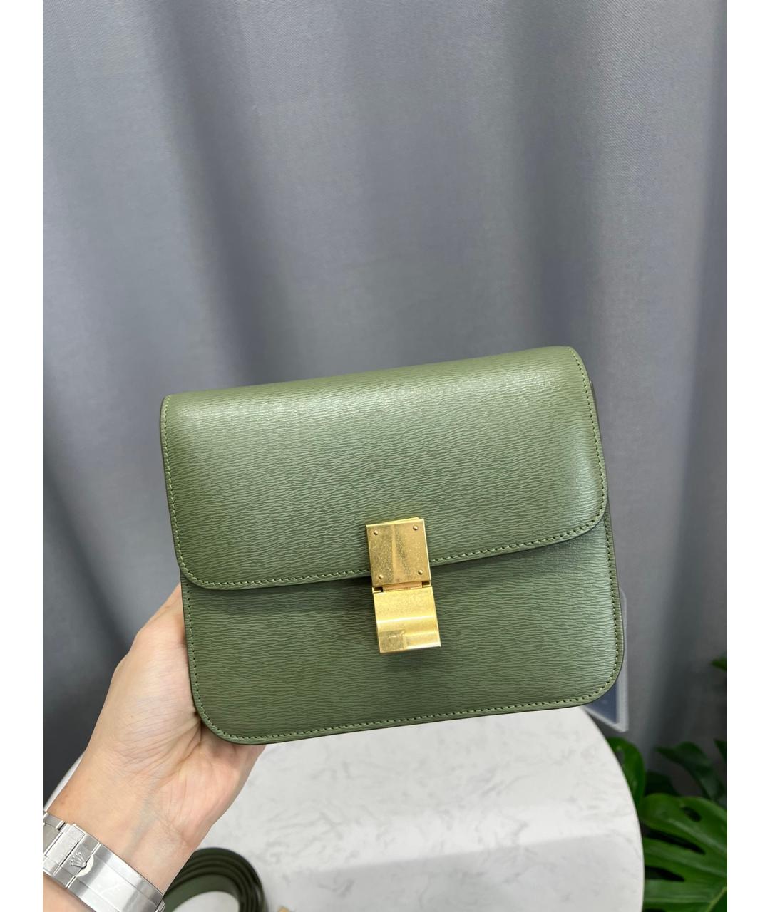 CELINE Салатовая кожаная сумка через плечо, фото 5