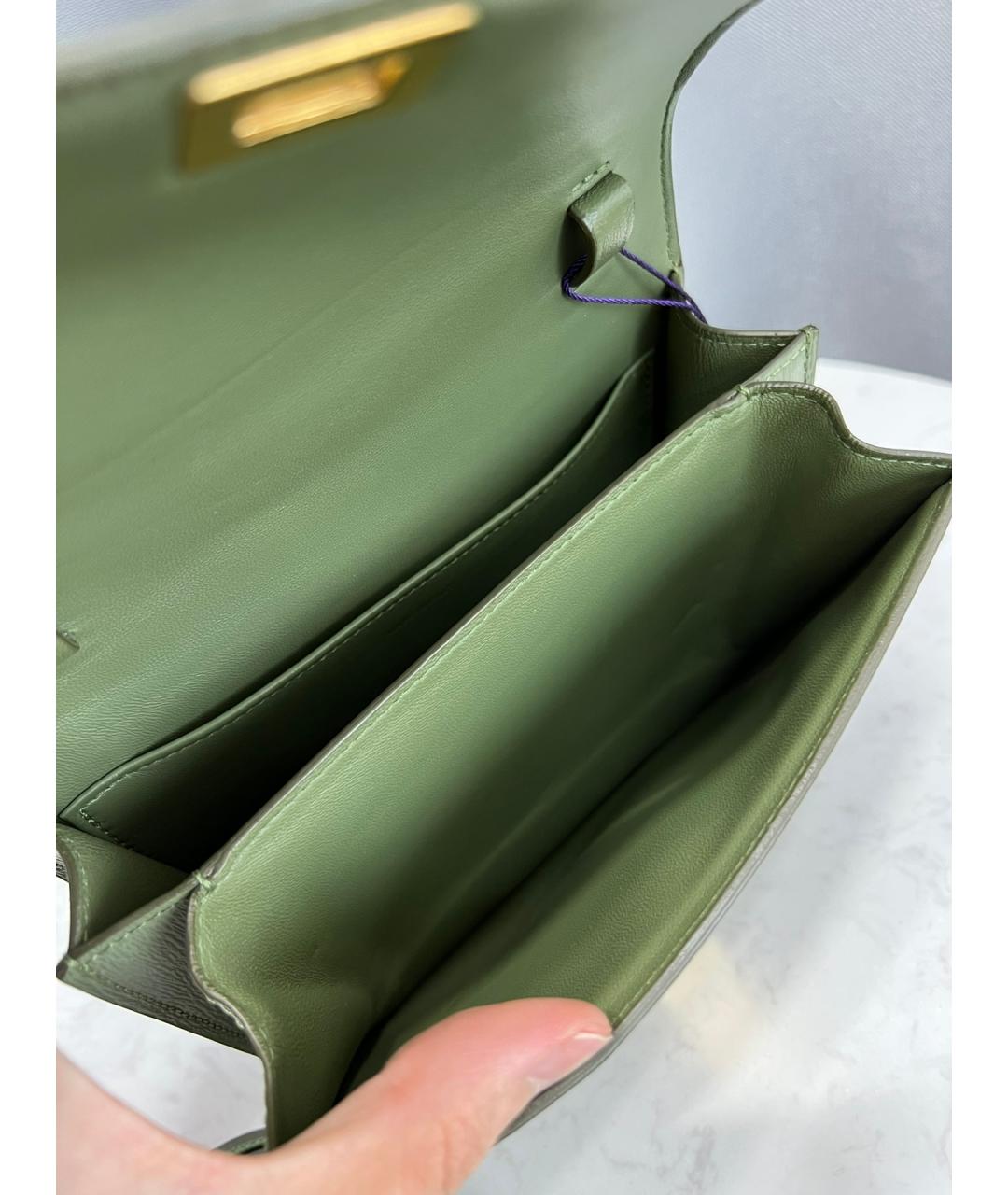 CELINE Салатовая кожаная сумка через плечо, фото 3