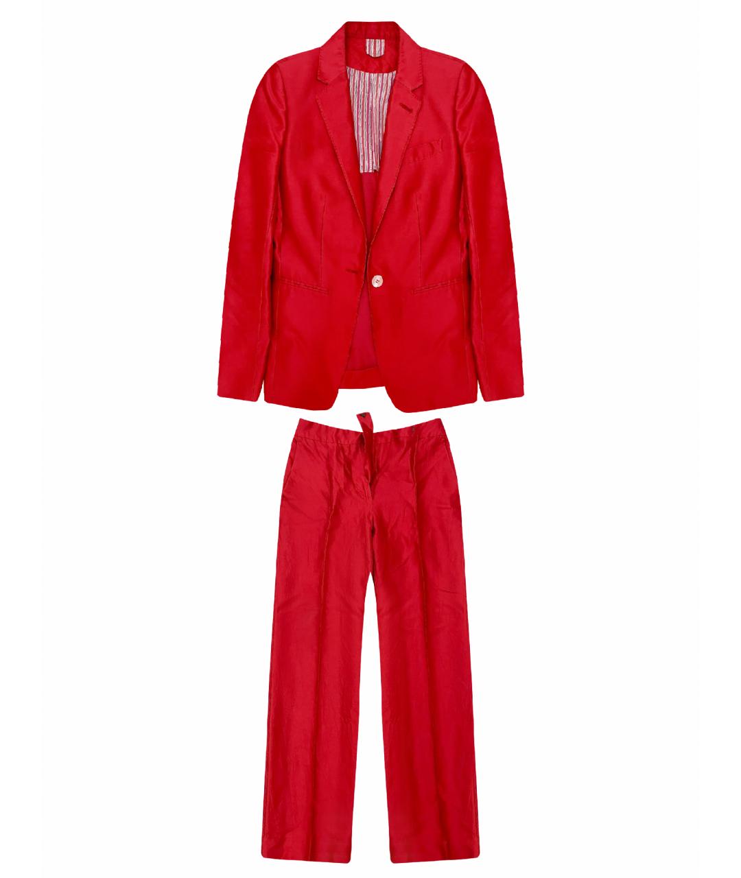 MAX MARA Красный шелковый костюм с брюками, фото 1