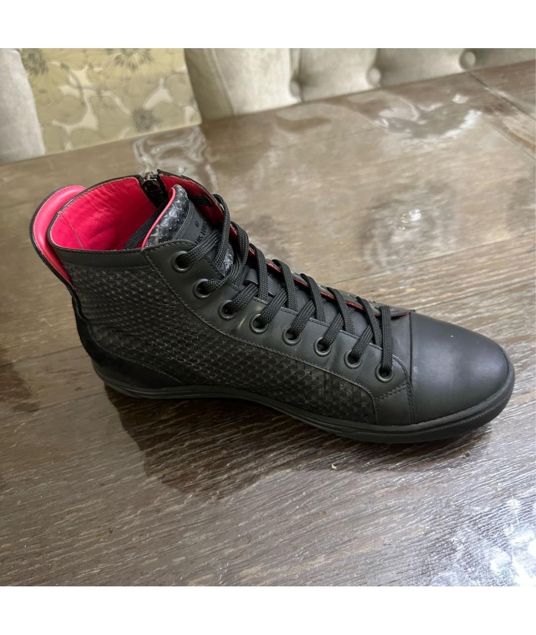 LOUIS VUITTON Черные высокие кроссовки / кеды из экзотической кожи, фото 6