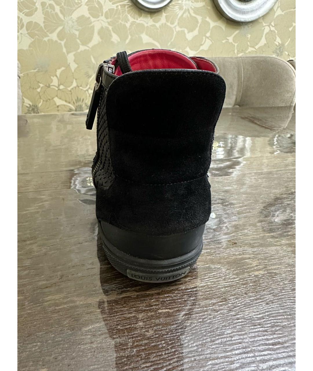 LOUIS VUITTON Черные высокие кроссовки / кеды из экзотической кожи, фото 4