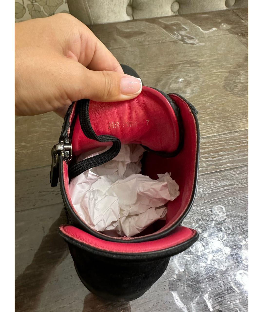 LOUIS VUITTON Черные высокие кроссовки / кеды из экзотической кожи, фото 5