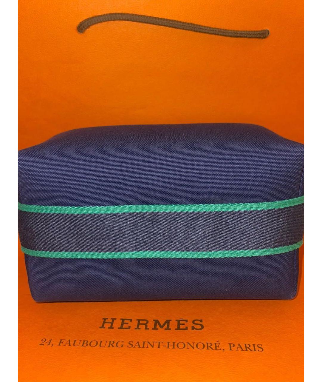 HERMES PRE-OWNED Синяя тканевая косметичка, фото 4