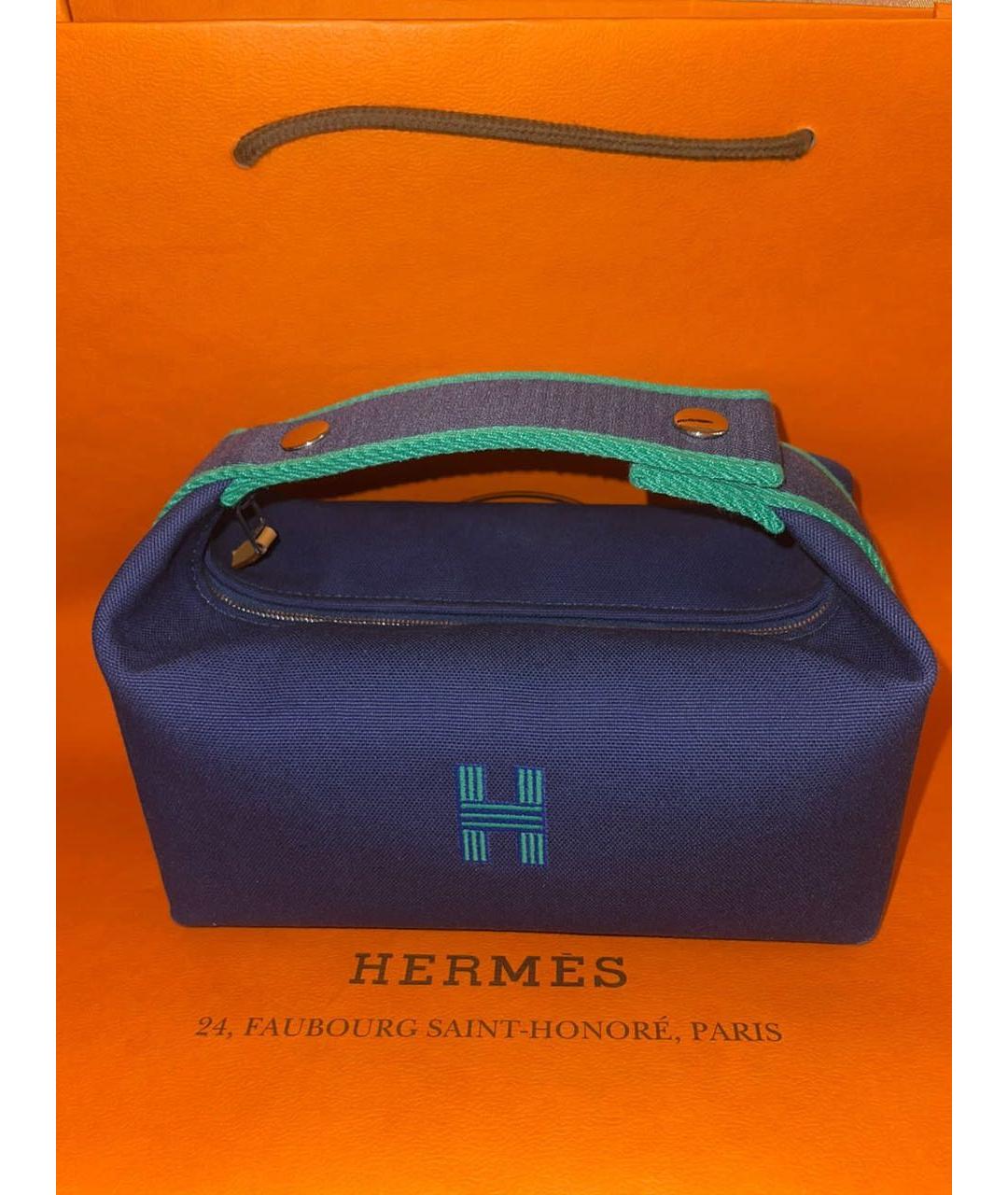 HERMES PRE-OWNED Синяя тканевая косметичка, фото 5