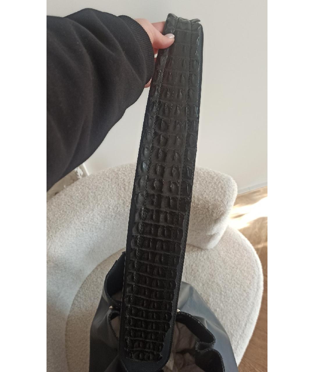 SAINT LAURENT Темно-синяя кожаная сумка тоут, фото 5