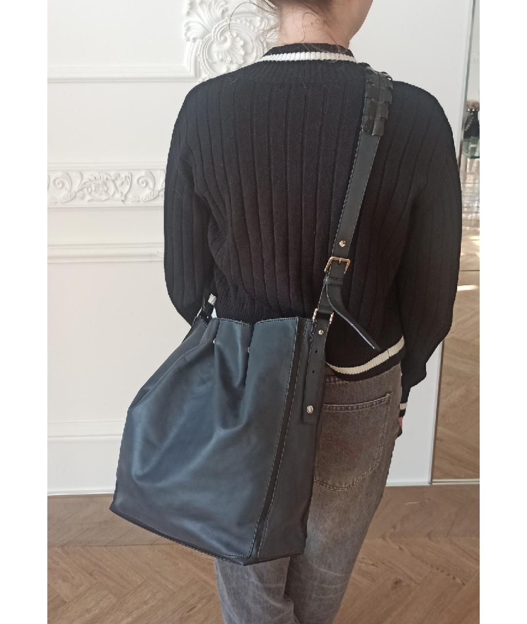 SAINT LAURENT Темно-синяя кожаная сумка тоут, фото 7