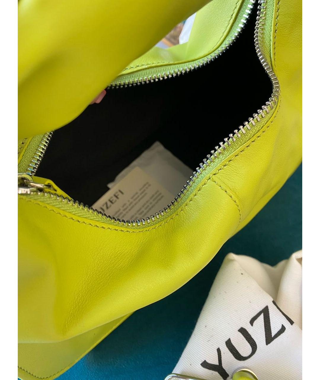 YUZEFI Салатовая кожаная сумка с короткими ручками, фото 4