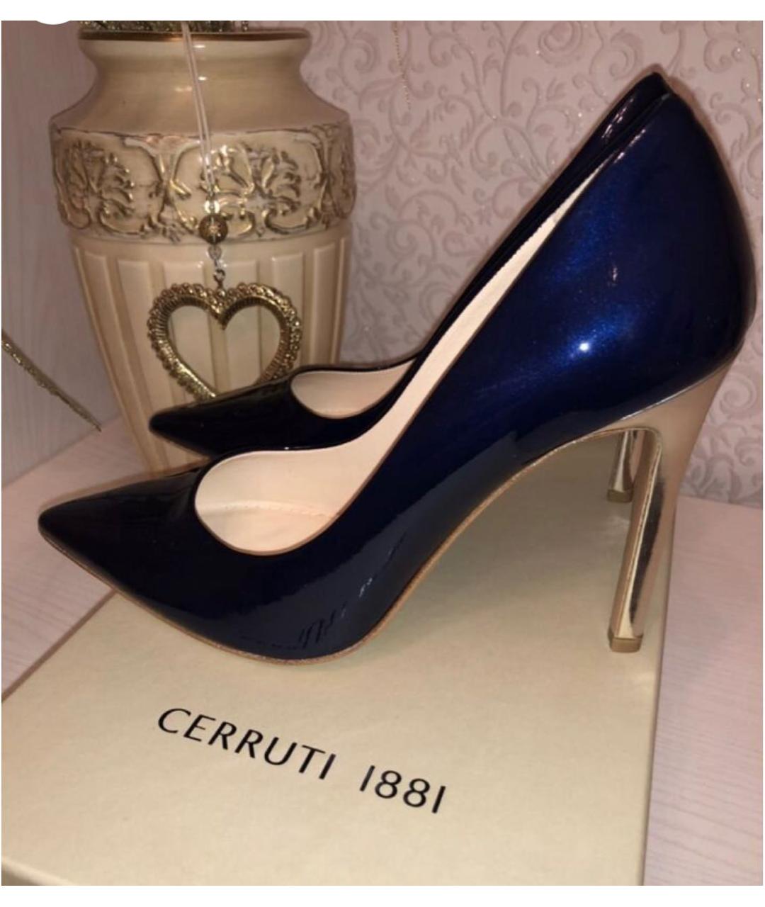 CERRUTI 1881 Темно-синие туфли из лакированной кожи, фото 9