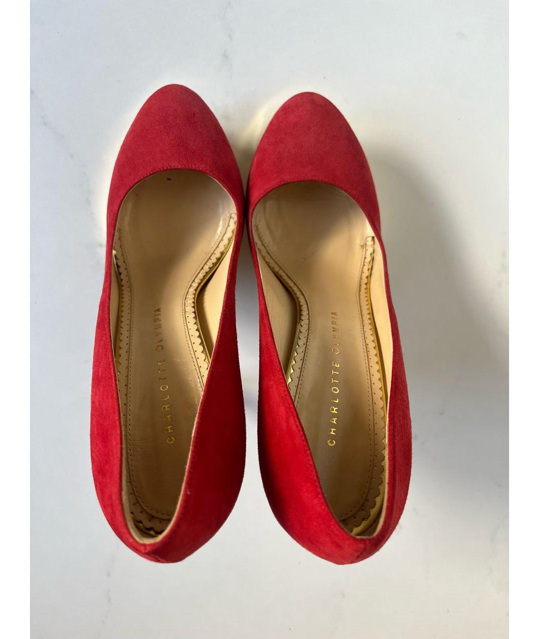 CHARLOTTE OLYMPIA Красные замшевые туфли, фото 3