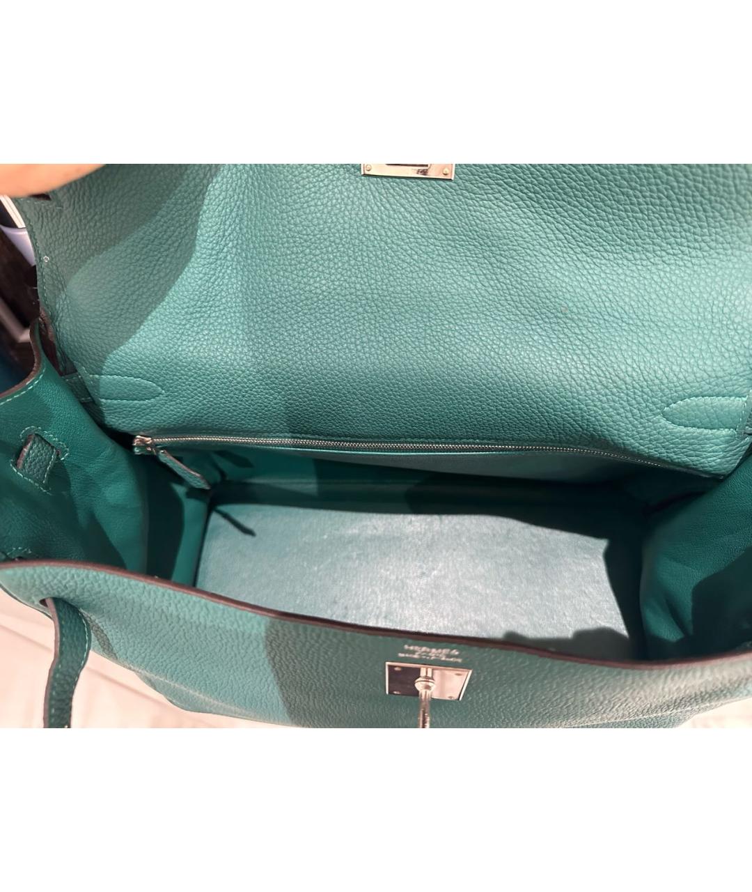 HERMES Зеленая кожаная сумка с короткими ручками, фото 4
