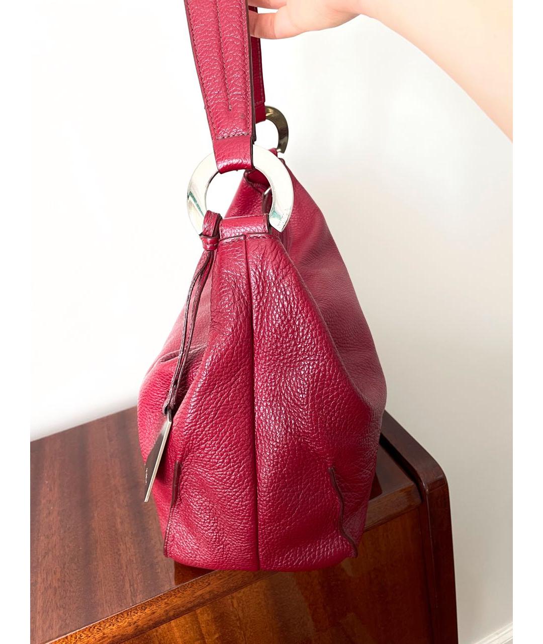 FURLA Бордовая кожаная сумка с короткими ручками, фото 2
